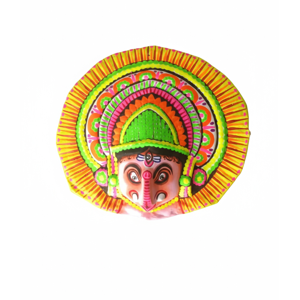 The Carnival King: Ultra-Vibrant Chhau Mask (Ganesha- A Mythological Hero) | 7 Inch x 7 Inch