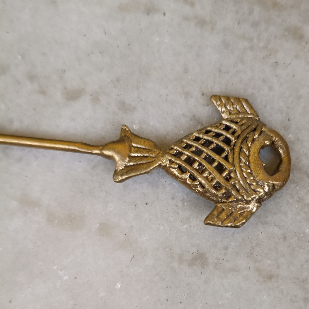 Handcrafted Dhokra Art Brass Hairpin – Traditional Fish Motif Tribal Hair Accessory - View 4