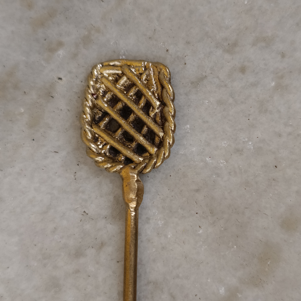 Handcrafted Dhokra Art Brass Hairpin – Geometric Shield Motif Tribal Hair Accessory - View 2