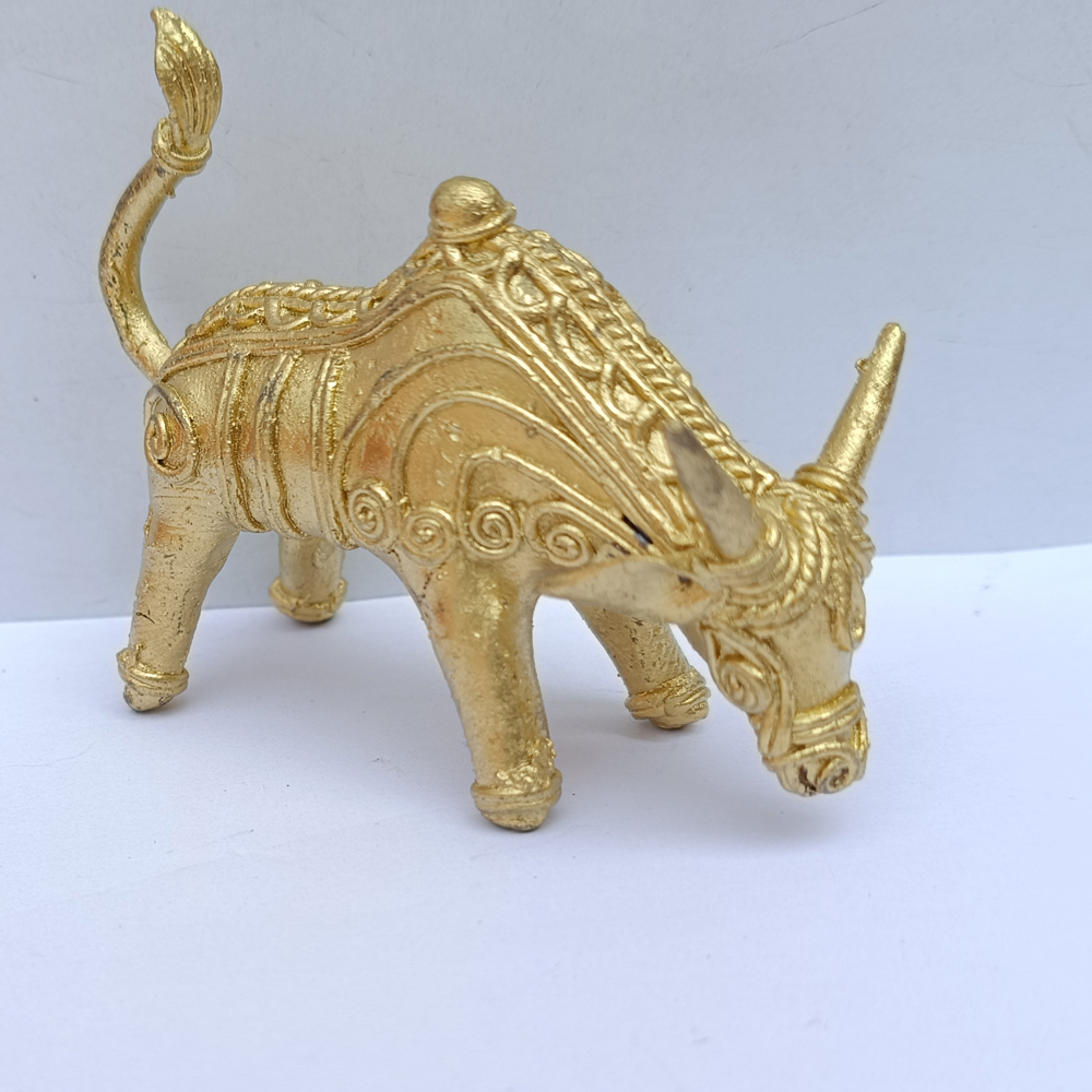 Handcrafted Dhokra Metal Bull Figurine – Ancient Lost-Wax Cast Brass Tribal Art for Home Décor