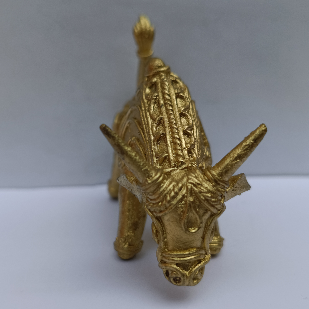 Handcrafted Dhokra Metal Bull Figurine – Ancient Lost-Wax Cast Brass Tribal Art for Home Décor - View 4