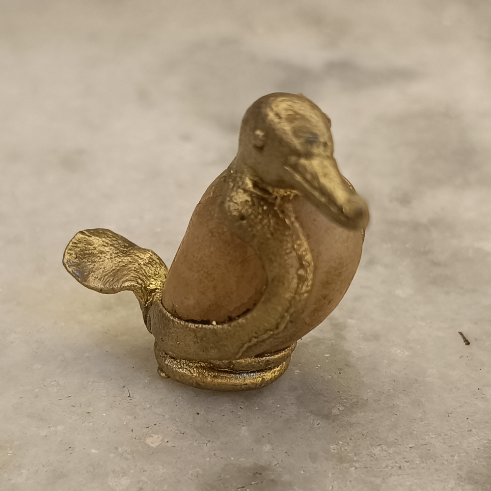Handcrafted Dhokra Brass & Stone Bird Figurine - View 2