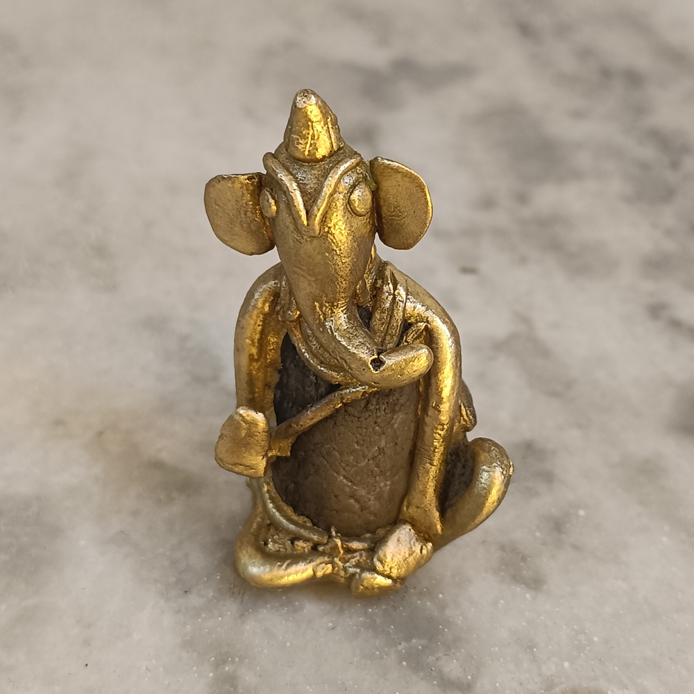 Handcrafted Dhokra Art Brass & River Stone Tortoise Figurine