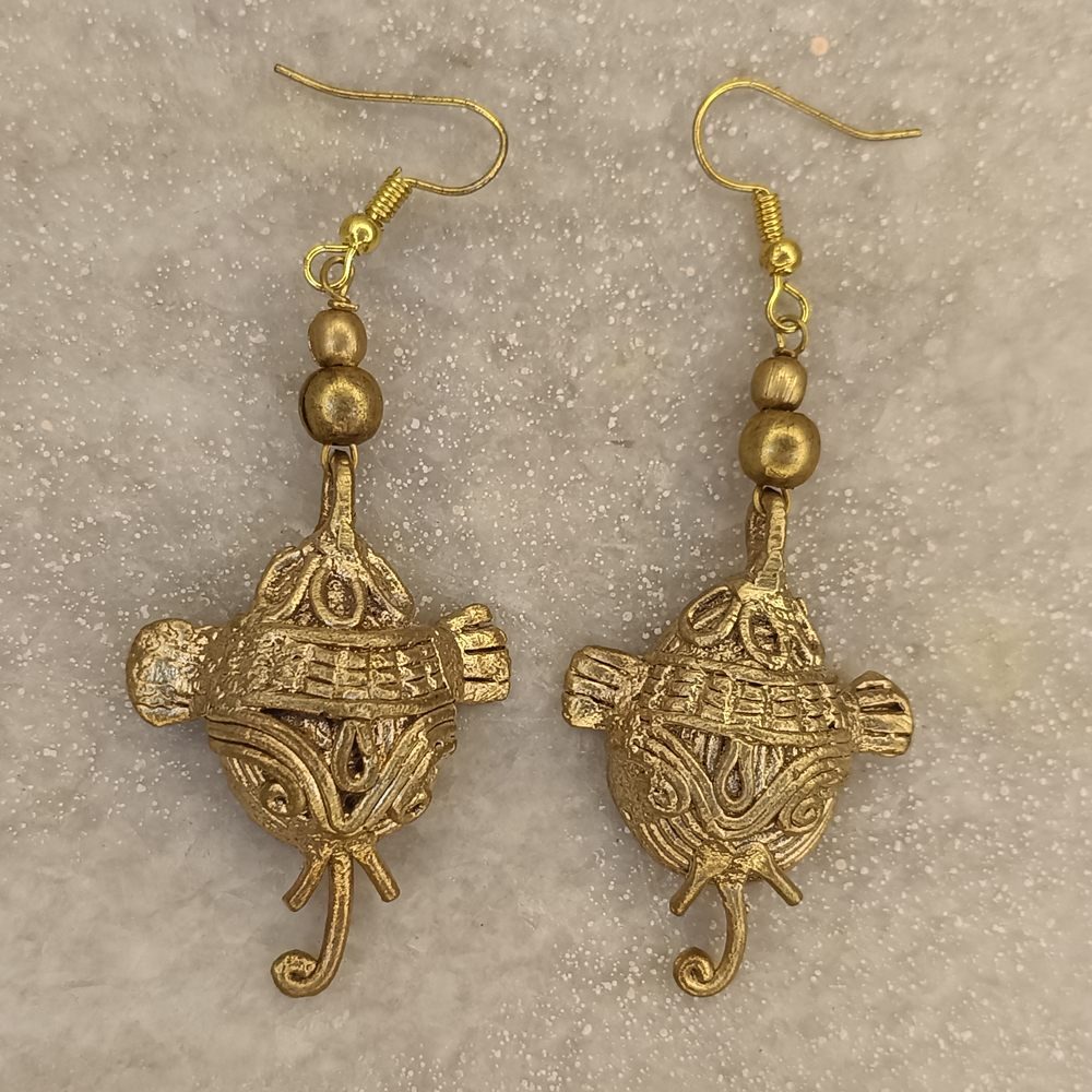 Handcrafted Dhokra Ganesha Jewellery Set – Tribal Brass Necklace and Earrings - View 5
