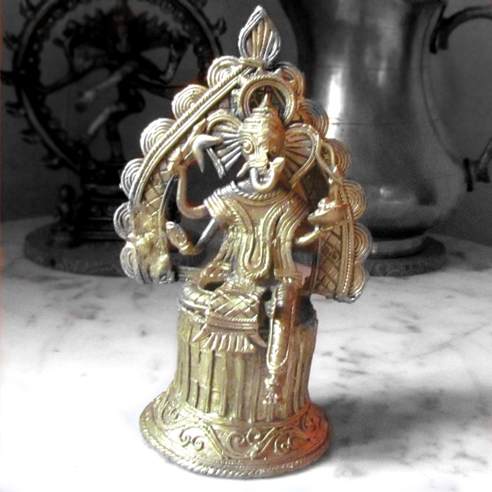 Lord Ganesha Idol (Antique Brass Finish) - View 4