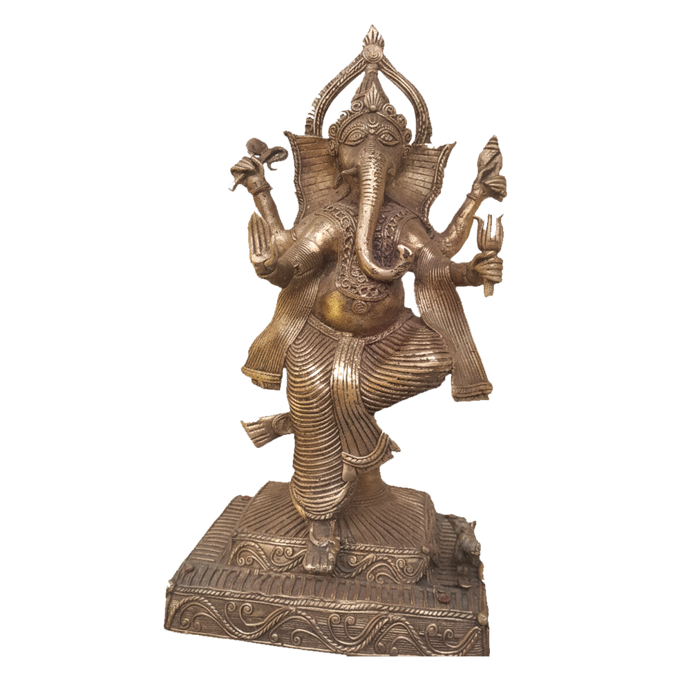 🕉️ Prosperity & Artistry: Dokra Ganesha Idol in Display Frame - View 2