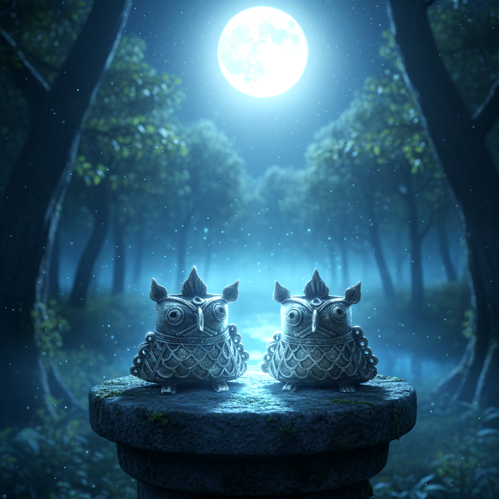 🦉 Wisdom & Prosperity | Pair of Dokra Owl Idols - View 5