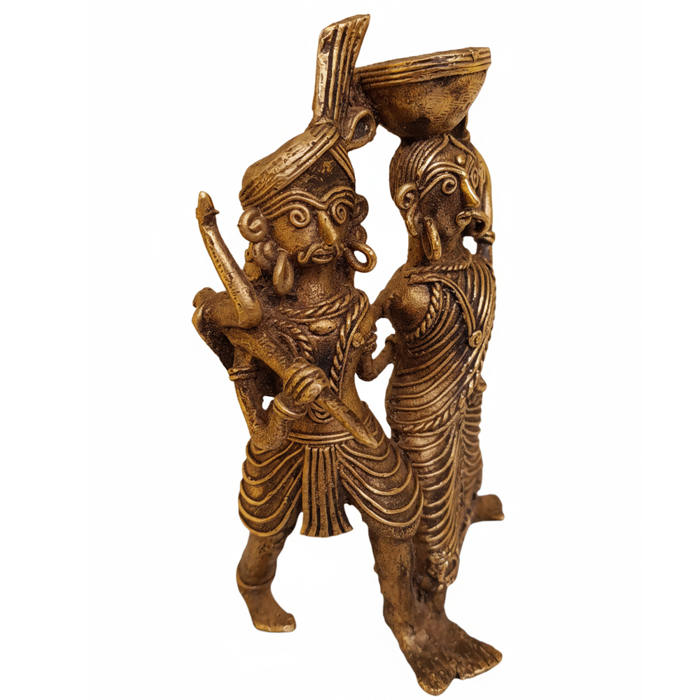 🌾 Journey and Partnership: Dokra Tribal Couple Figurine