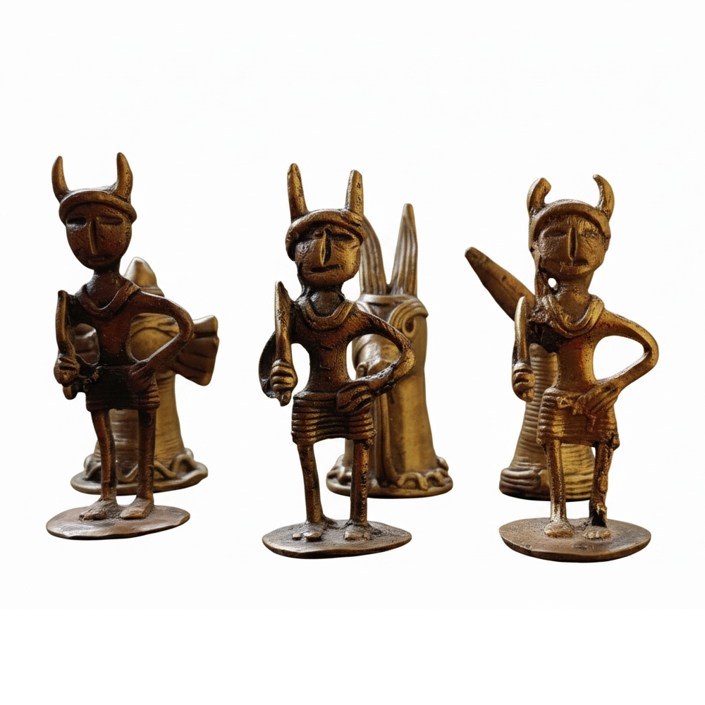 ♟️ A Game of Kings: Handcrafted Dokra Chess Set with Wooden Board - View 2