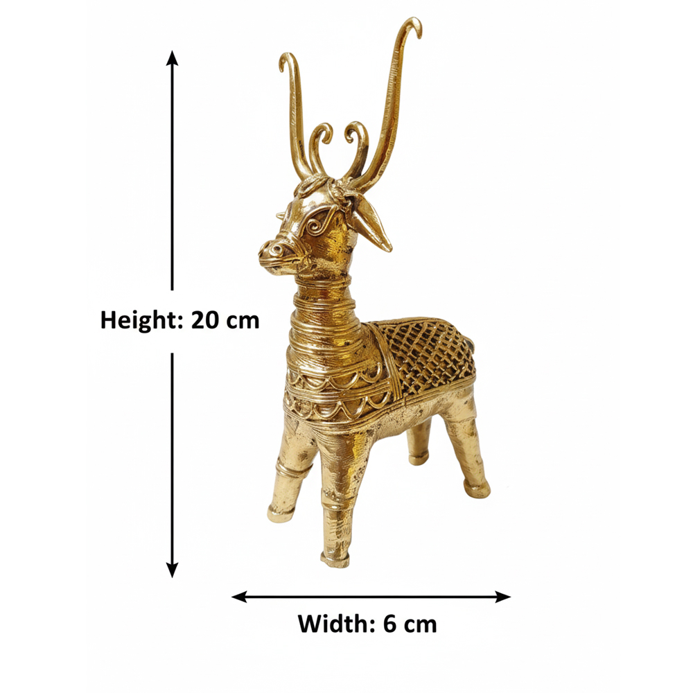 Dokra Brass Deer Duo: Guardian Stags (Set of 2) - View 2