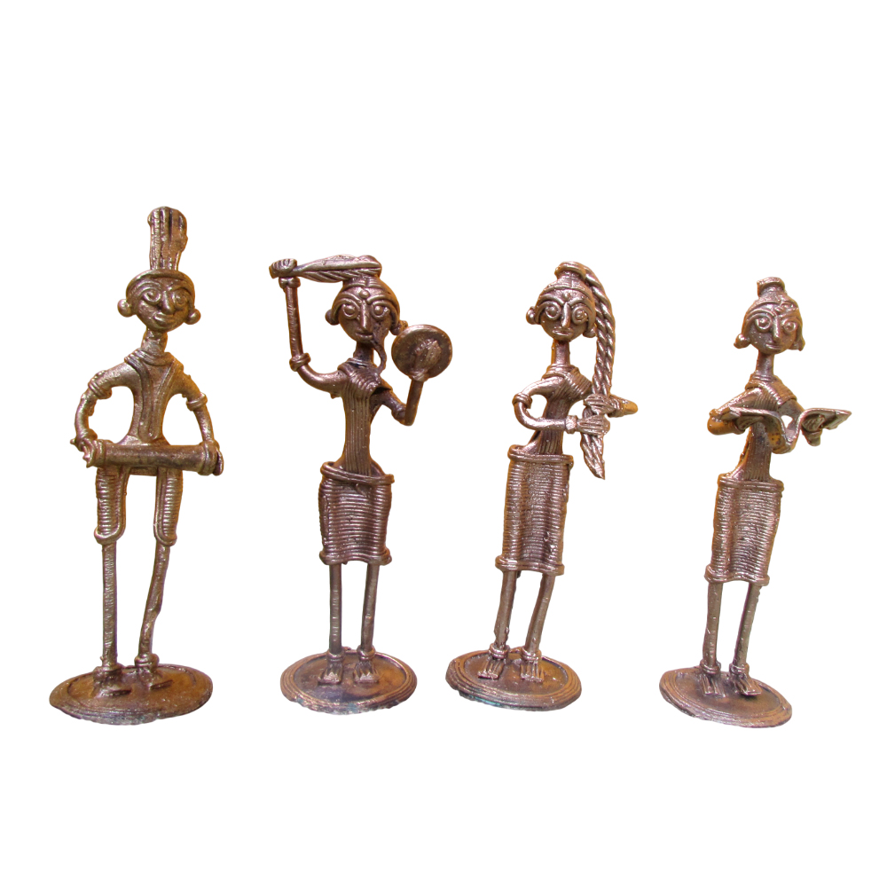 Dokra Tribal Musician Figurines - Set of 4