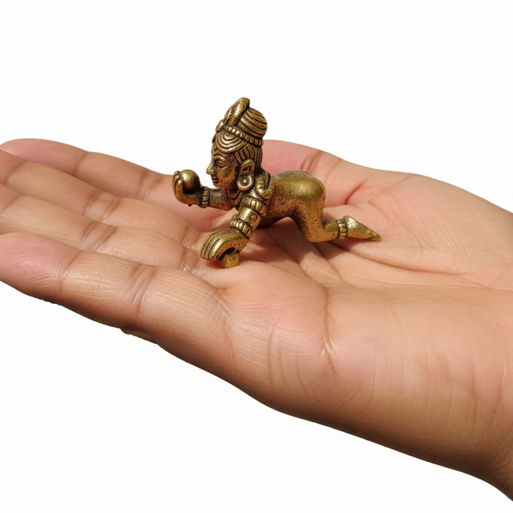 🧈 Dokra Balakrishna (Laddu Gopal) Crawling Statue - View 3