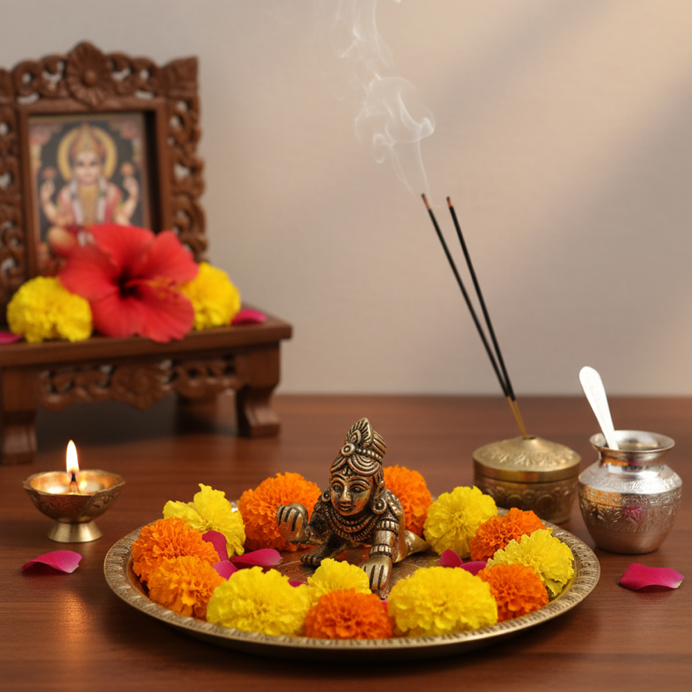 🧈 Dokra Balakrishna (Laddu Gopal) Crawling Statue - View 4