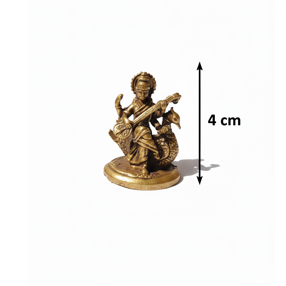 🕊️ Divine Dokra Brass Idol of Goddess Saraswati on Swan (Hamsavahini) - View 2