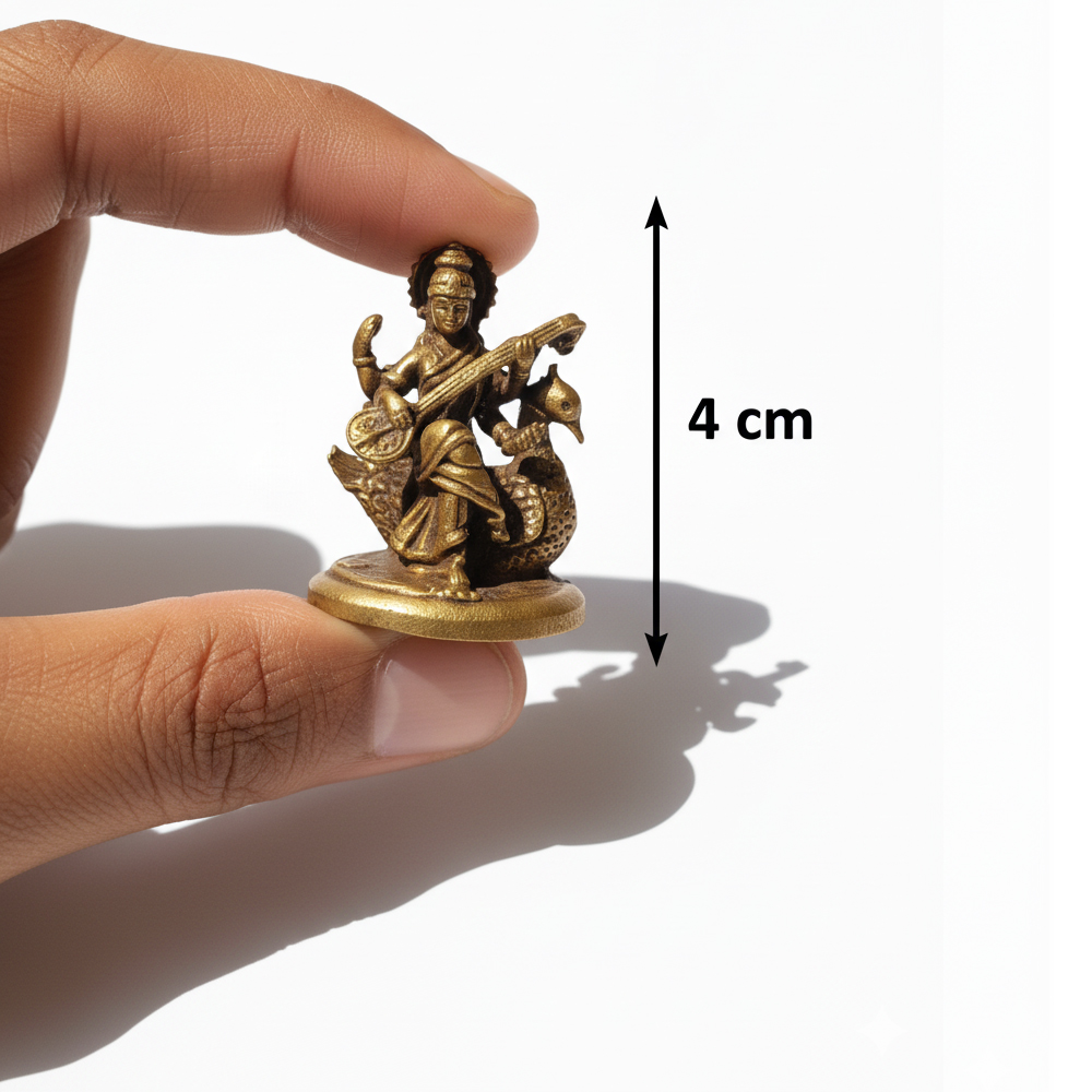 🕊️ Divine Dokra Brass Idol of Goddess Saraswati on Swan (Hamsavahini) - View 3
