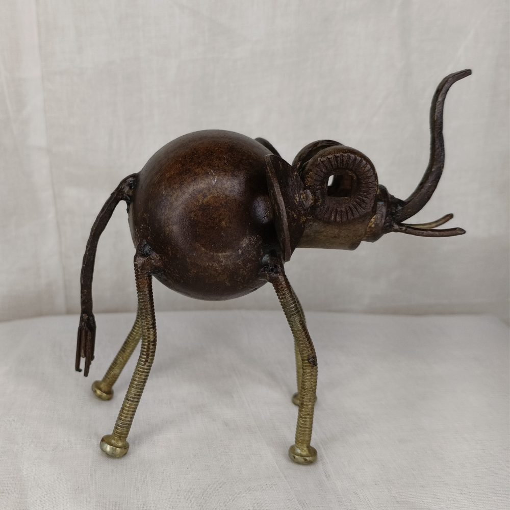 Unique Handcrafted Recycled Metal Elephant Figurine - View 3
