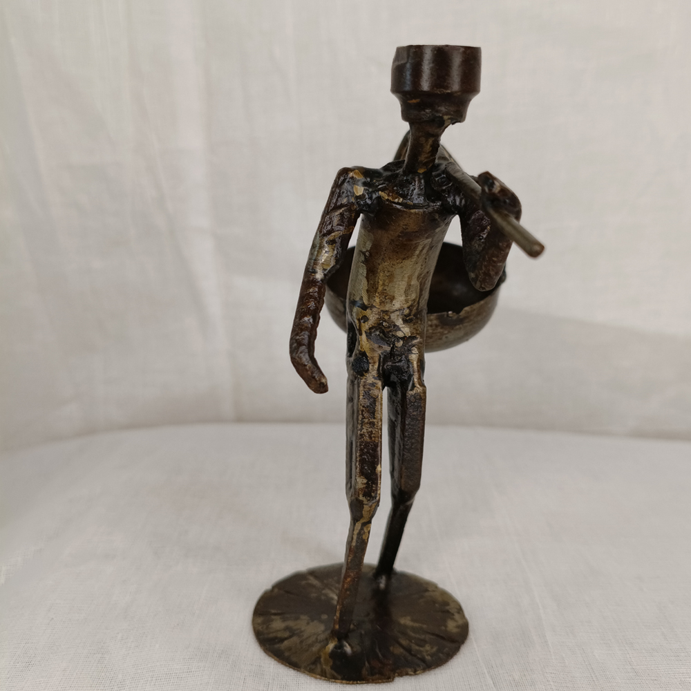 Handcrafted Upcycled Metal "Hawker" Figurine - View 5