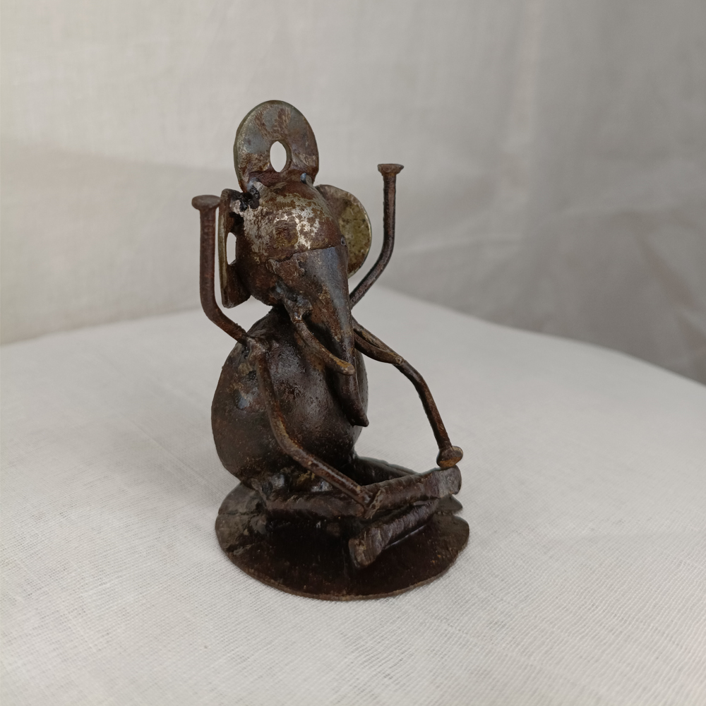 Handcrafted Upcycled Metal Lord Ganesha & Hawker Figurines