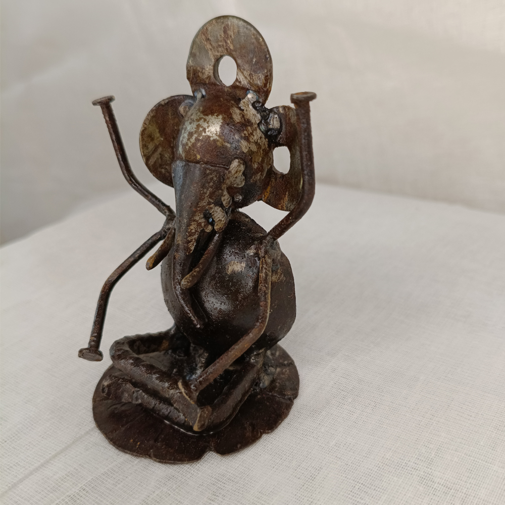 Handcrafted Upcycled Metal Lord Ganesha & Hawker Figurines - View 2