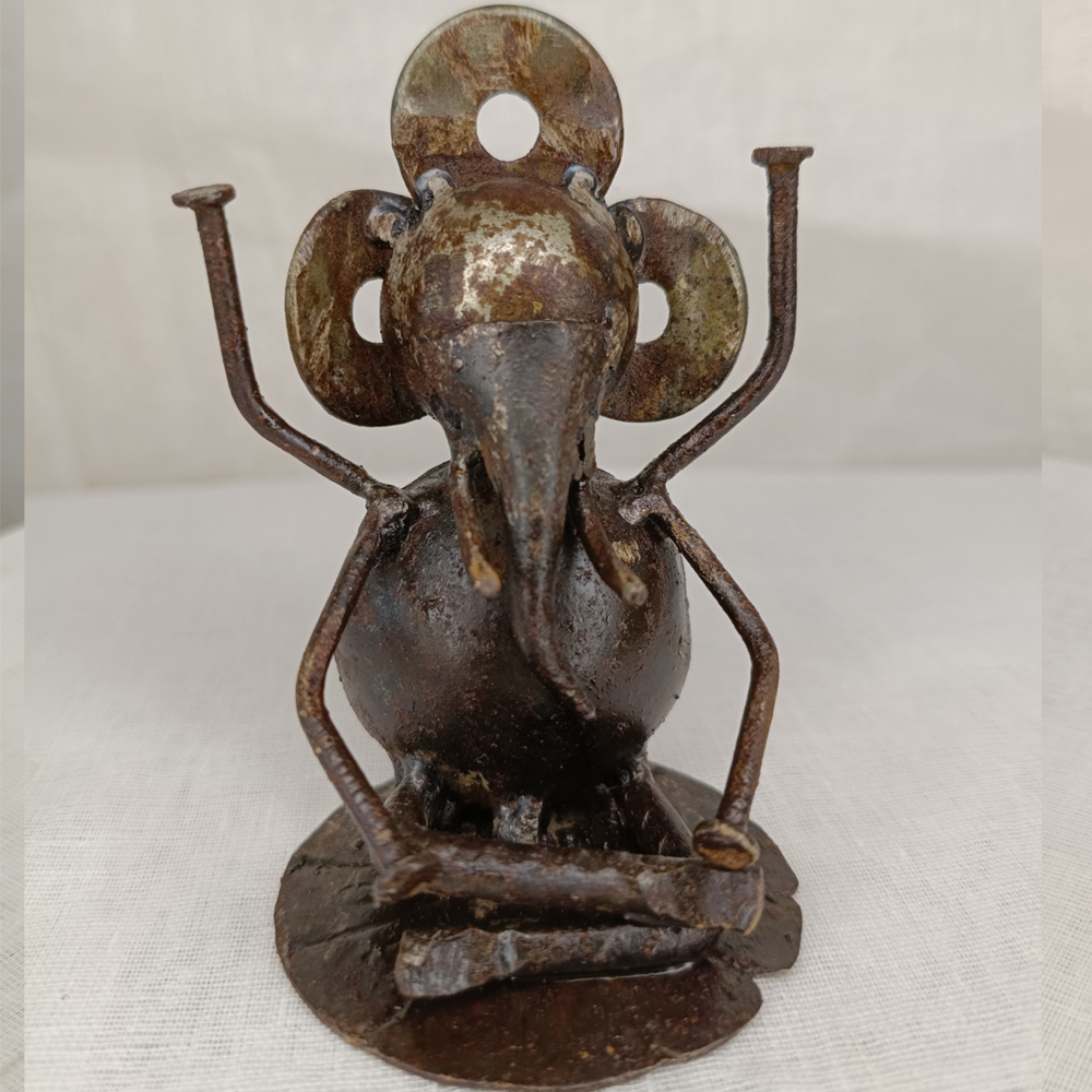 Handcrafted Upcycled Metal Lord Ganesha & Hawker Figurines - View 3