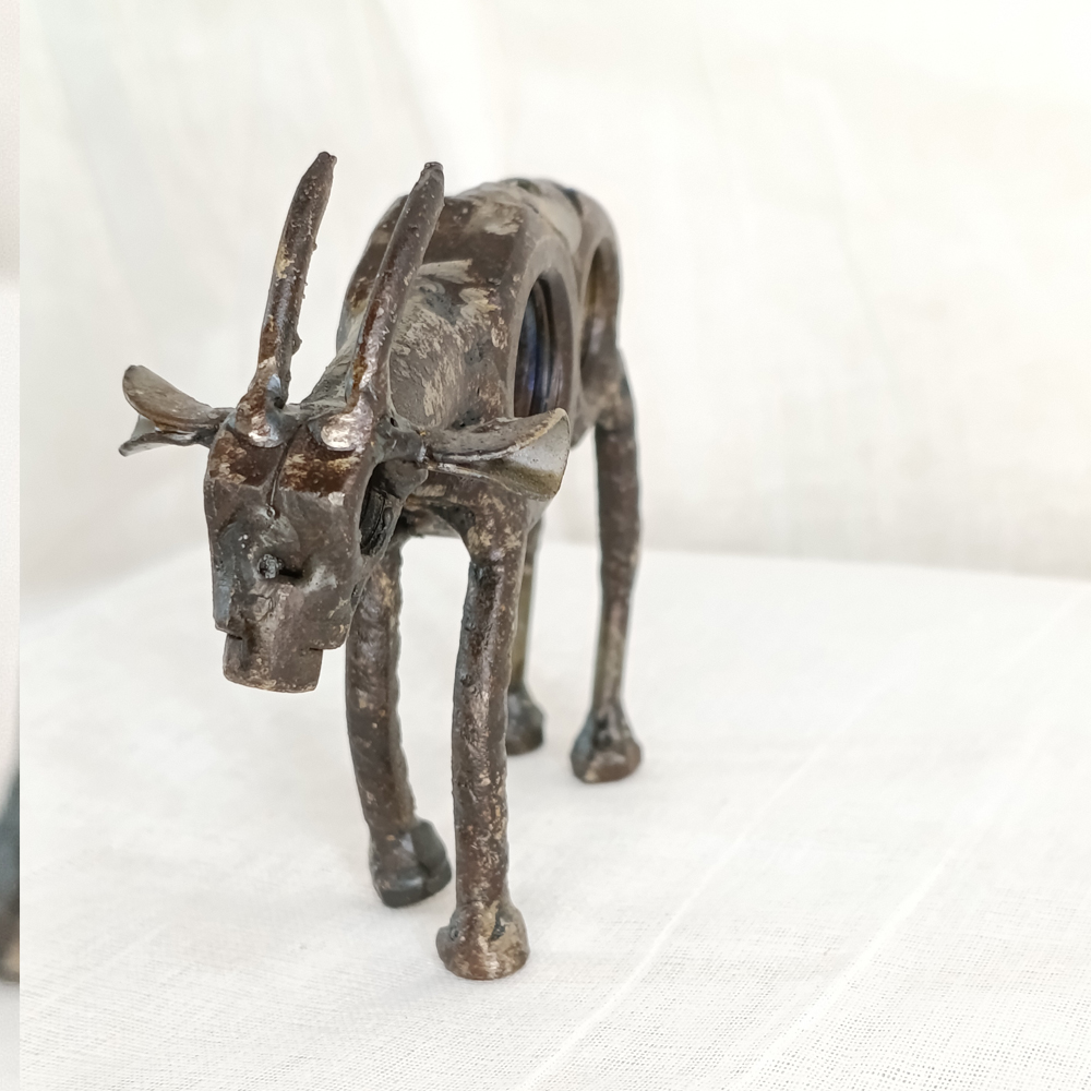 Handcrafted Industrial Scrap Metal Goat Figurine - View 2