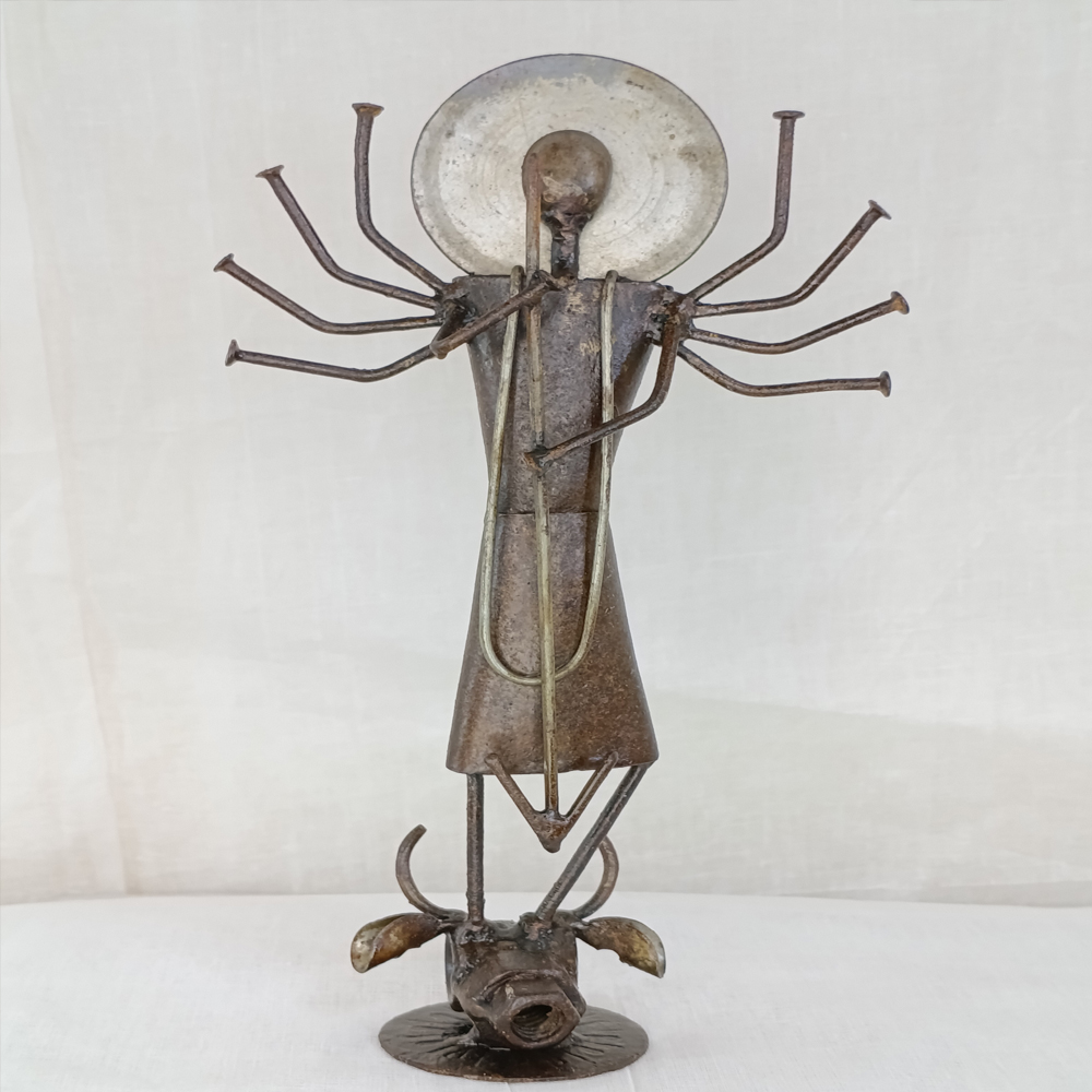 Handcrafted Scrap Metal Durga Figurine - View 4