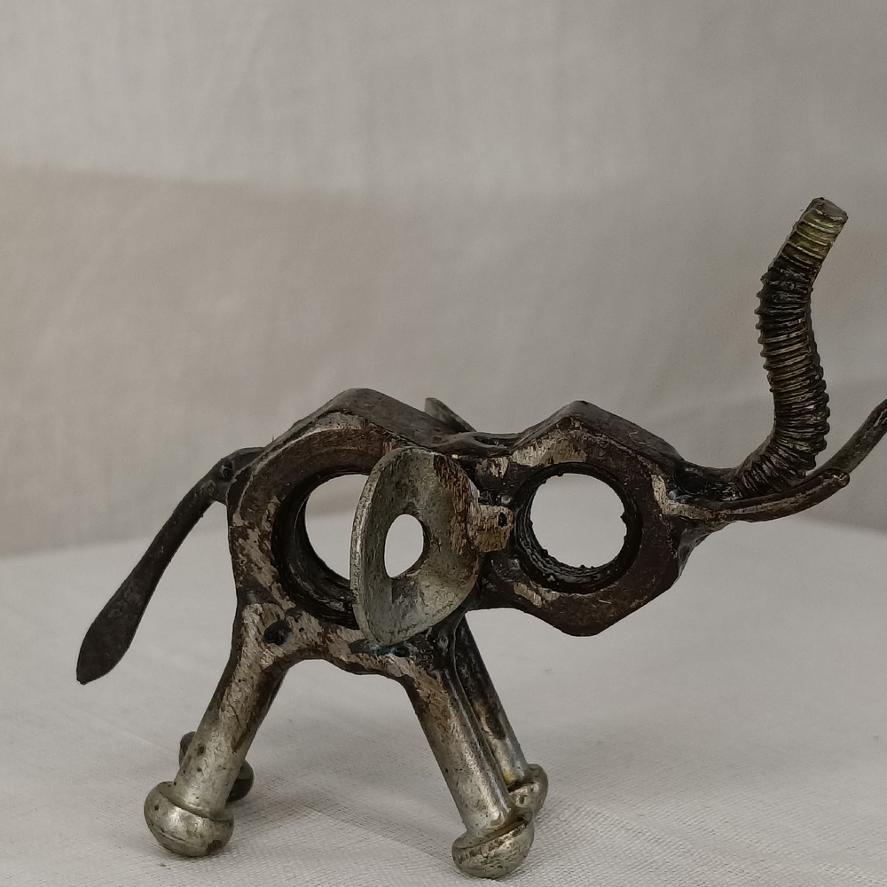 Handcrafted Industrial Elephant Sculpture – Upcycled Metal Bolt Art - View 3