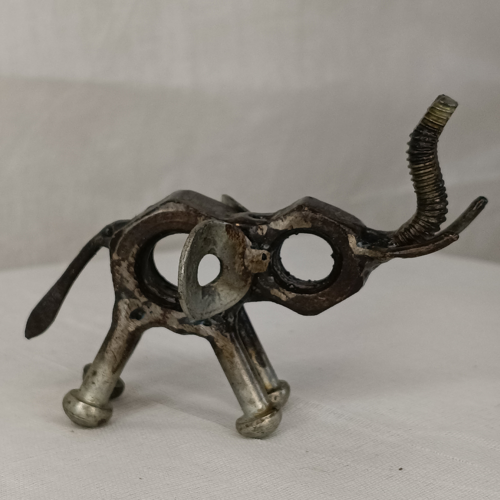 Handcrafted Industrial Elephant Sculpture – Upcycled Metal Bolt Art - View 4