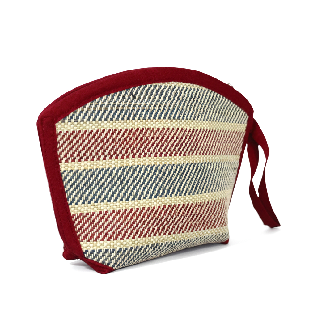 Set of 3 Handwoven Madurkati Zip Pouches - Travel & Cosmetic Organizers | 10 Inch x 4.5 Inch - View 3