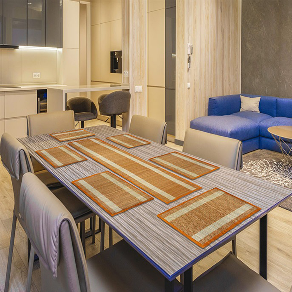 🧡 Handwoven Madurkati Dining Set (7-Piece) - Warm Natural Hues