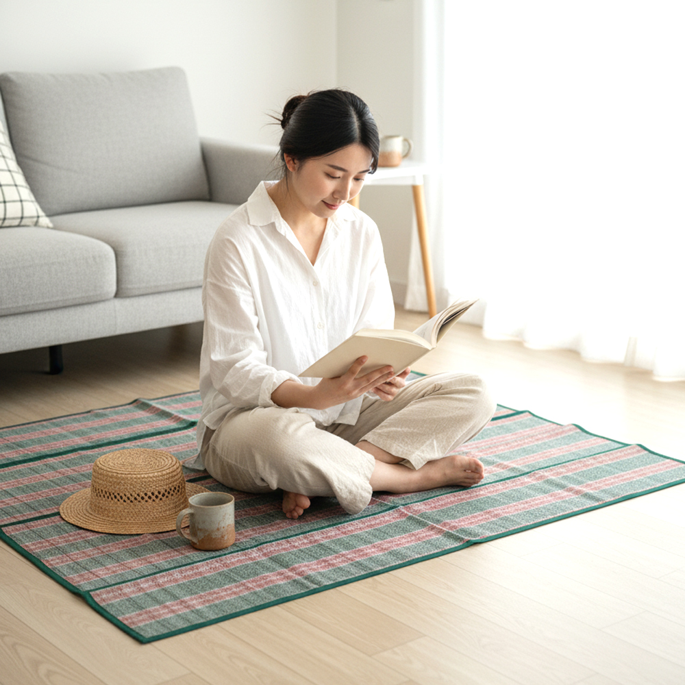 Utility Plaid Pattern Foldable Floor Mat (4-Fold)  | 7 Feet x 6 Feet - View 5