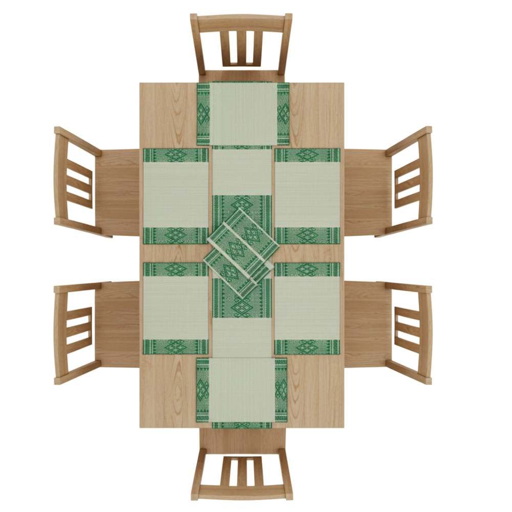 Elegant Handcrafted Masland Table Mat & Runner Set (7 Pieces) - Runner & 6 Place Mats