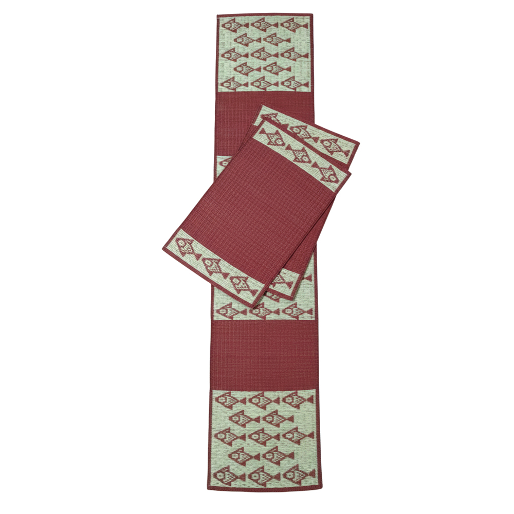 Unique Masland Table Mat & Runner Set with Fish Motif (7 Pieces) - Runner & 6 Place Mats - View 2