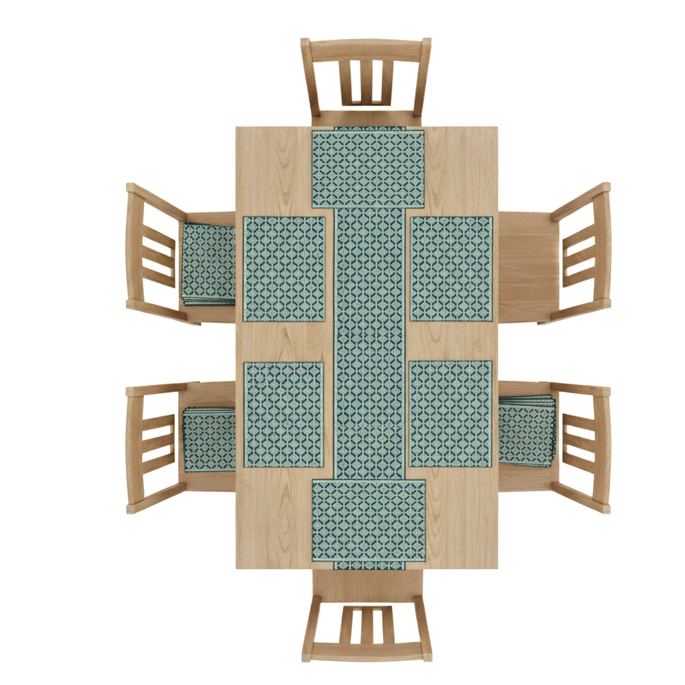 Forest Green Masland Table Mat & Runner Set (7 Pieces) - Runner & 6 Place Mats