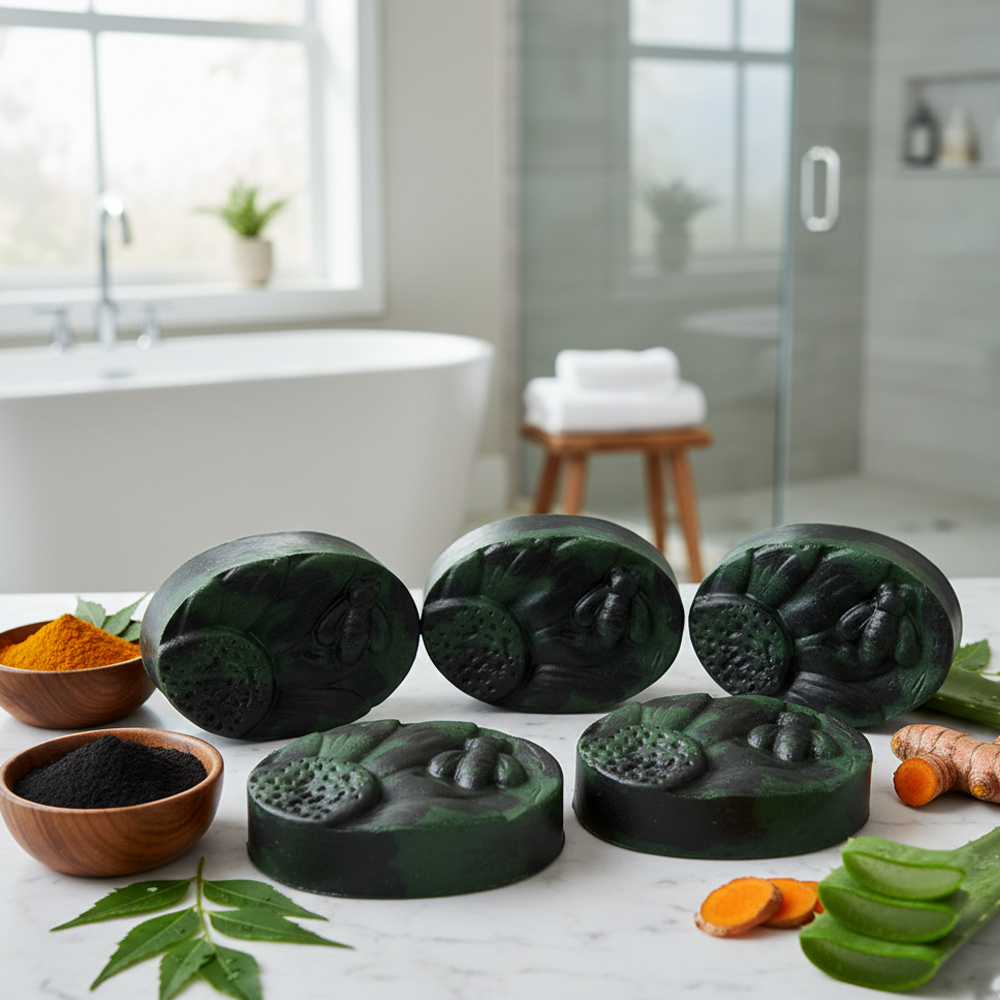 Anti-Blemish Body Soap| Neem + Turmeric + Charcoal | Set of 5