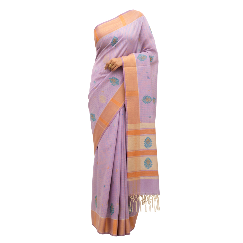 Dhonekhali Cotton Handloom Saree with Artisan Hand Embroidery - View 3