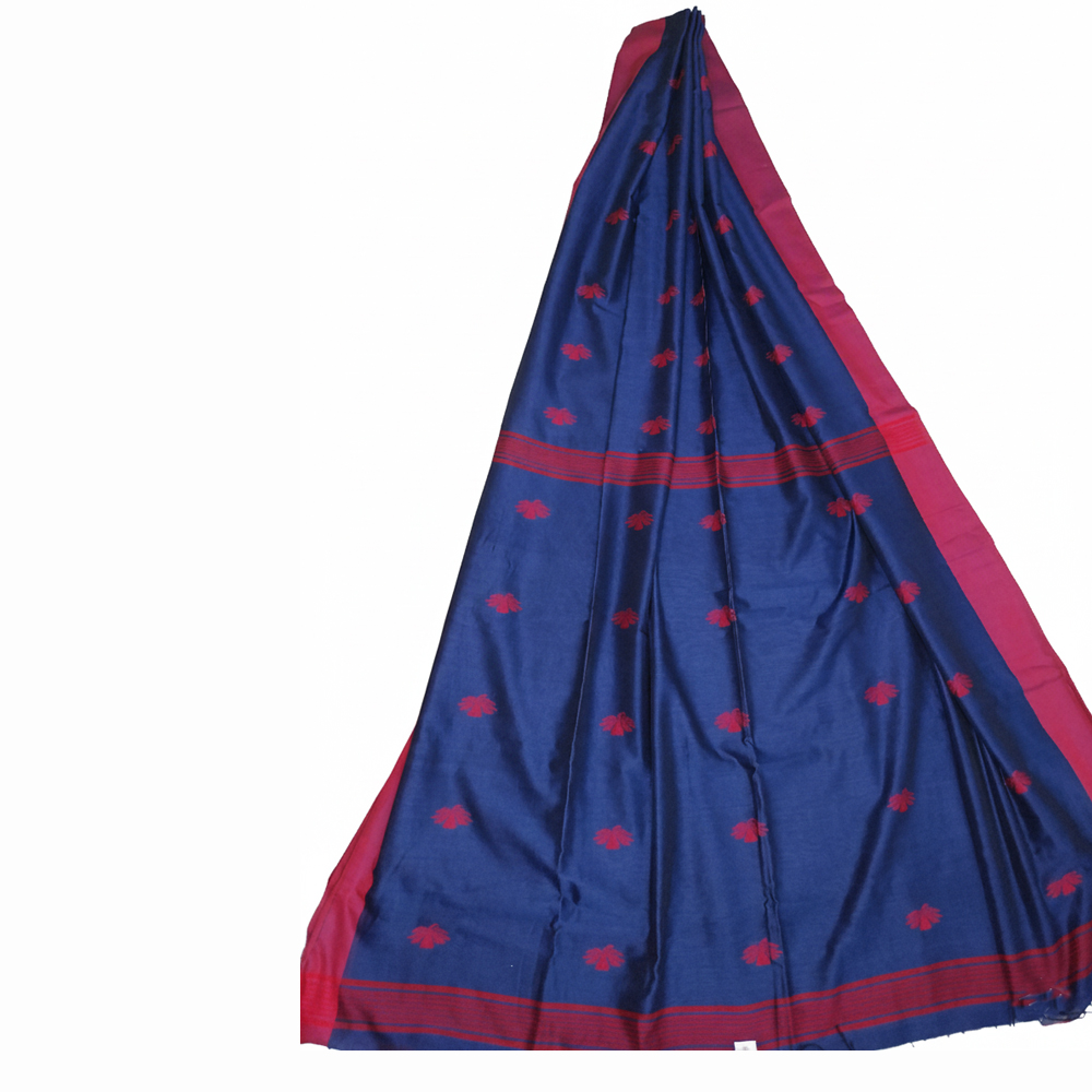 🧵 Elegant Jamal Buti 100% Pure Cotton Saree with Blouse Piece 🌸 - View 3