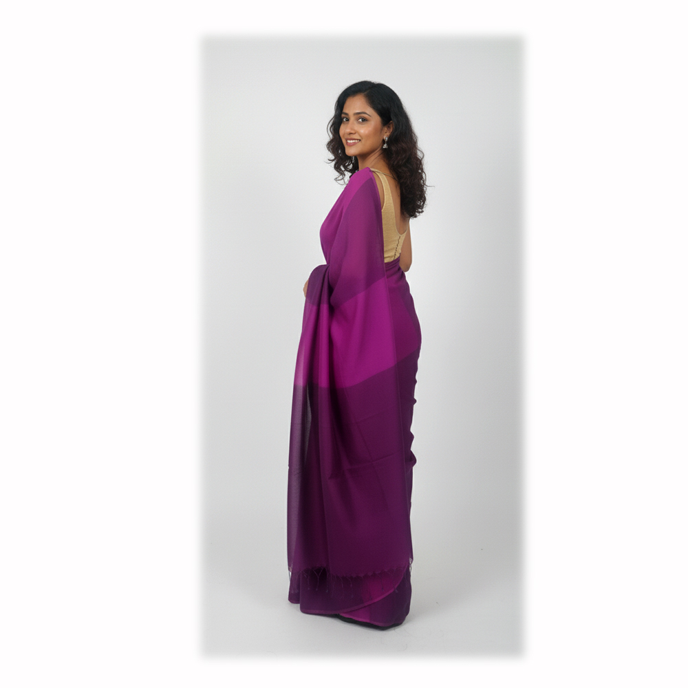  💜 Modern Magenta Silk Cotton Half-and-Half Saree (6.5 Meters with Blouse Piece) - View 5