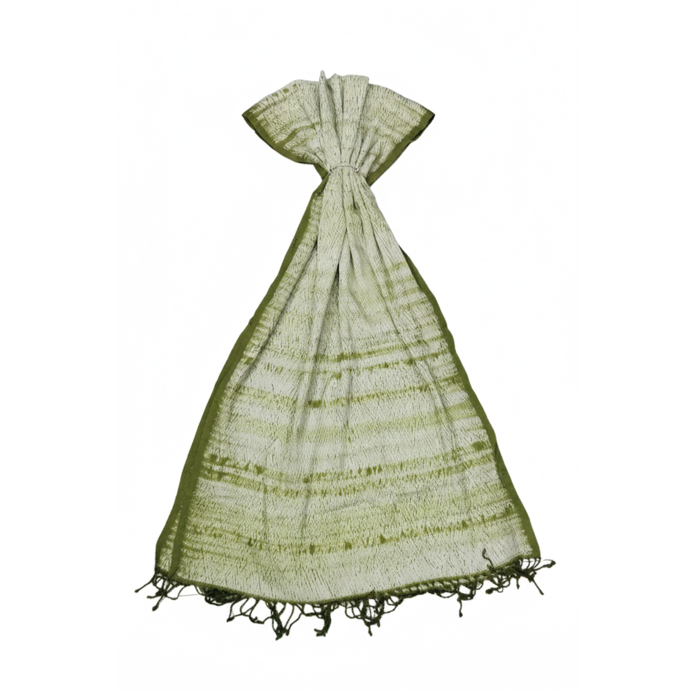 Artisan Crafted Silk Stole with Shibori-Inspired Texture