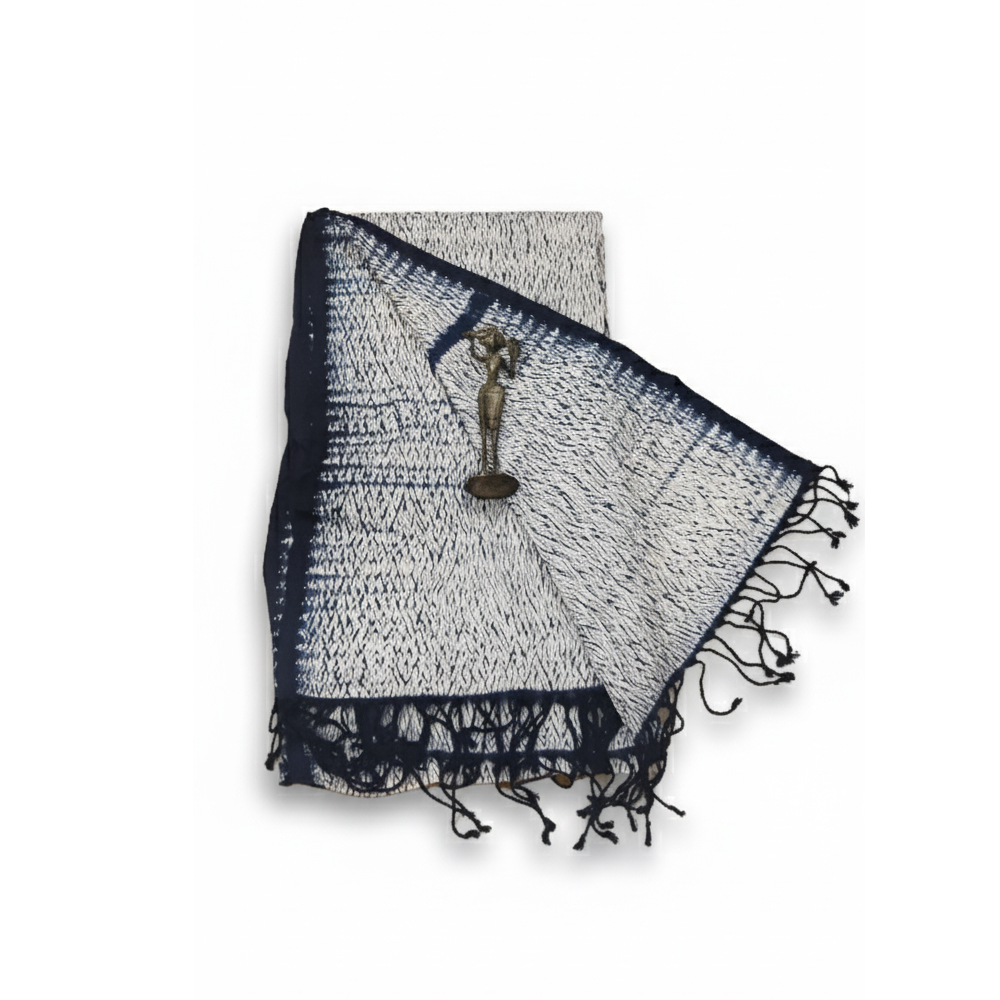 💎 Indigo Dream: Shibori-Inspired Hand-Dyed Pure Silk Stole - View 4