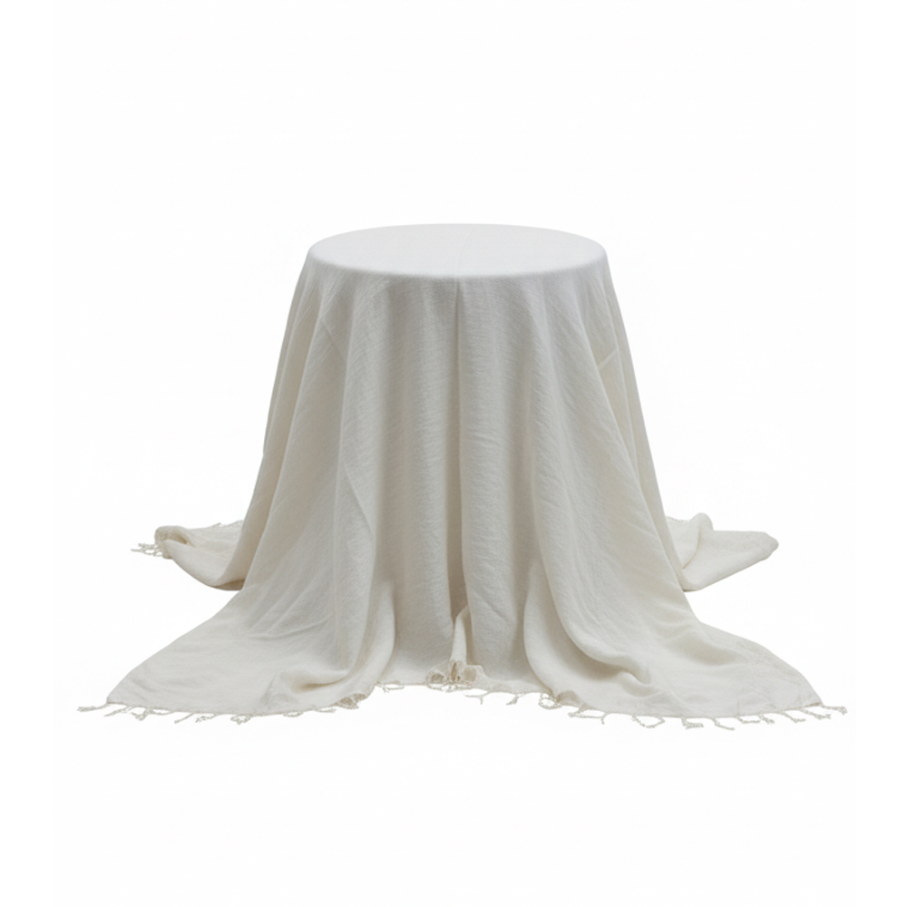 💎 Handloom Luxury: Pure Handloom Silk Stole in Natural White