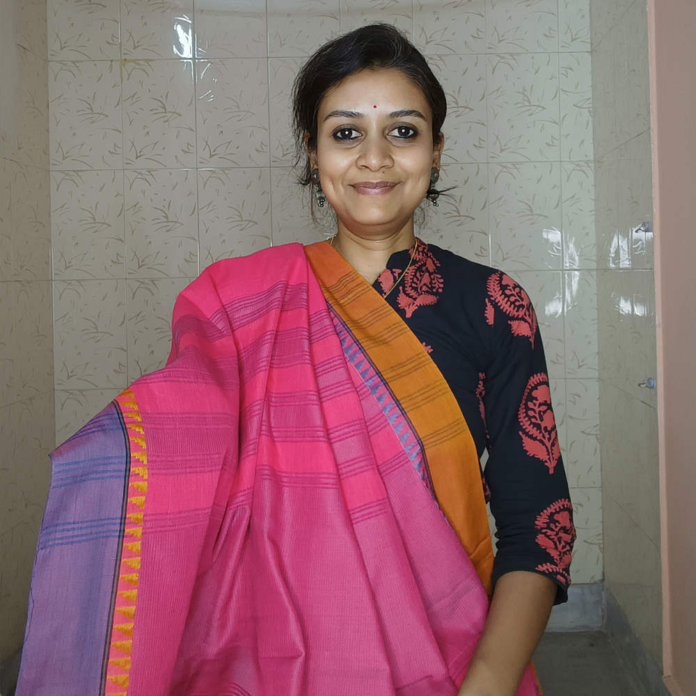 💖 Radiant Fuchsia Dabi Cotton Saree (5.5 Meters)