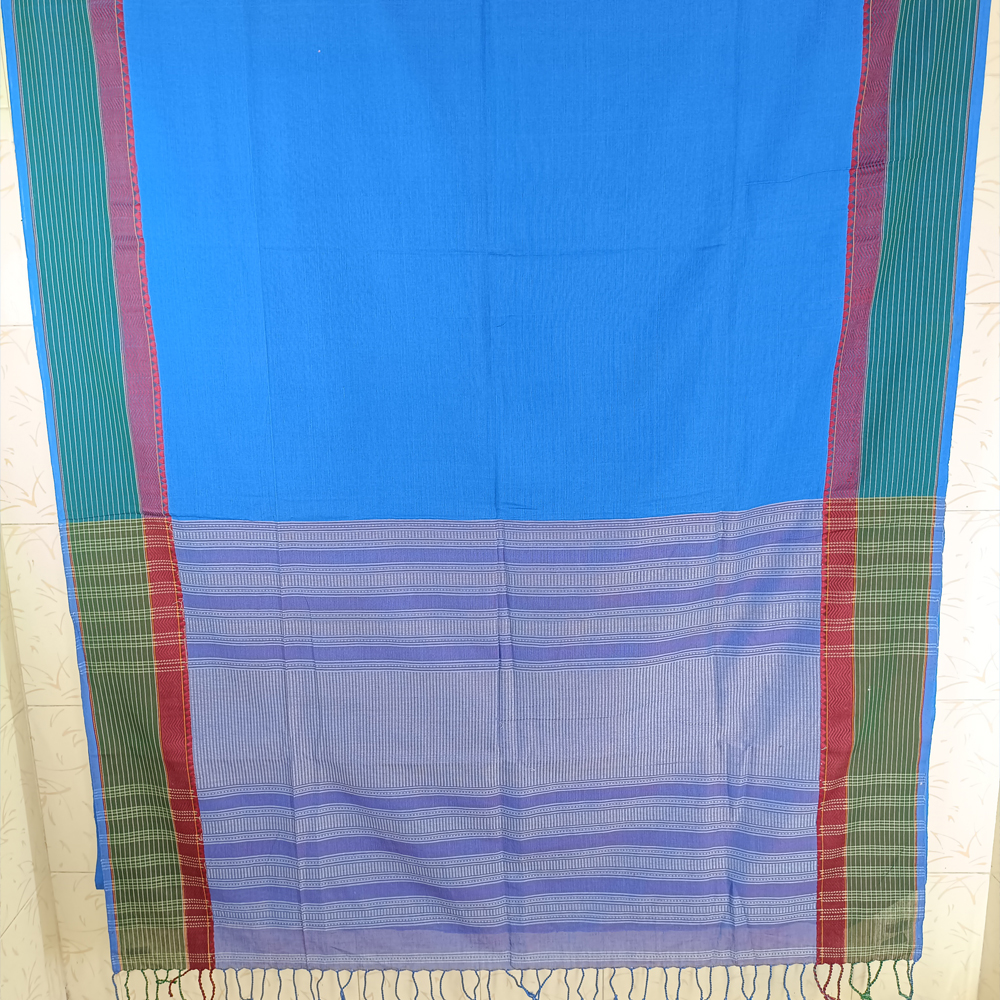💙 Vivid Royal Blue Dabi Cotton Saree (5.5 Meters) - View 2