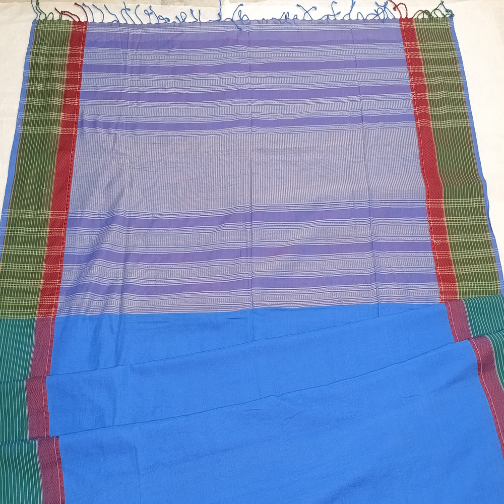 💙 Vivid Royal Blue Dabi Cotton Saree (5.5 Meters) - View 3