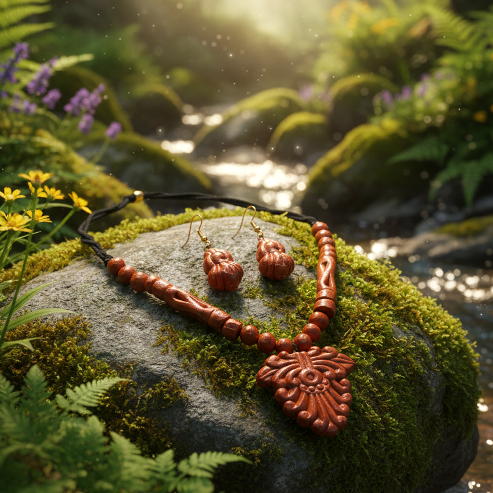 🧡 Earth & Fire: Handcrafted Terracotta Jewellery Set - View 3