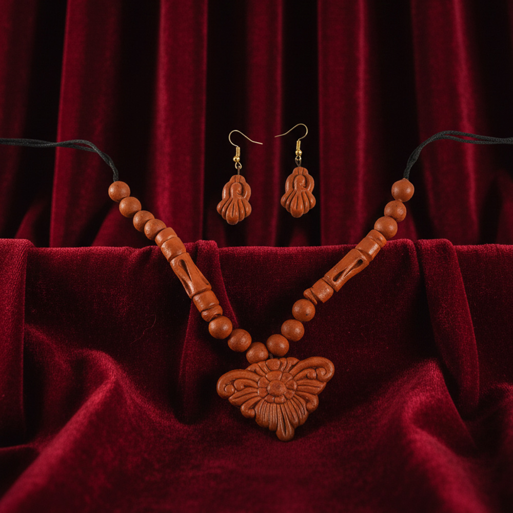 🏺 Handcrafted Terracotta Jewellery Set: Earthy Elegance - View 3