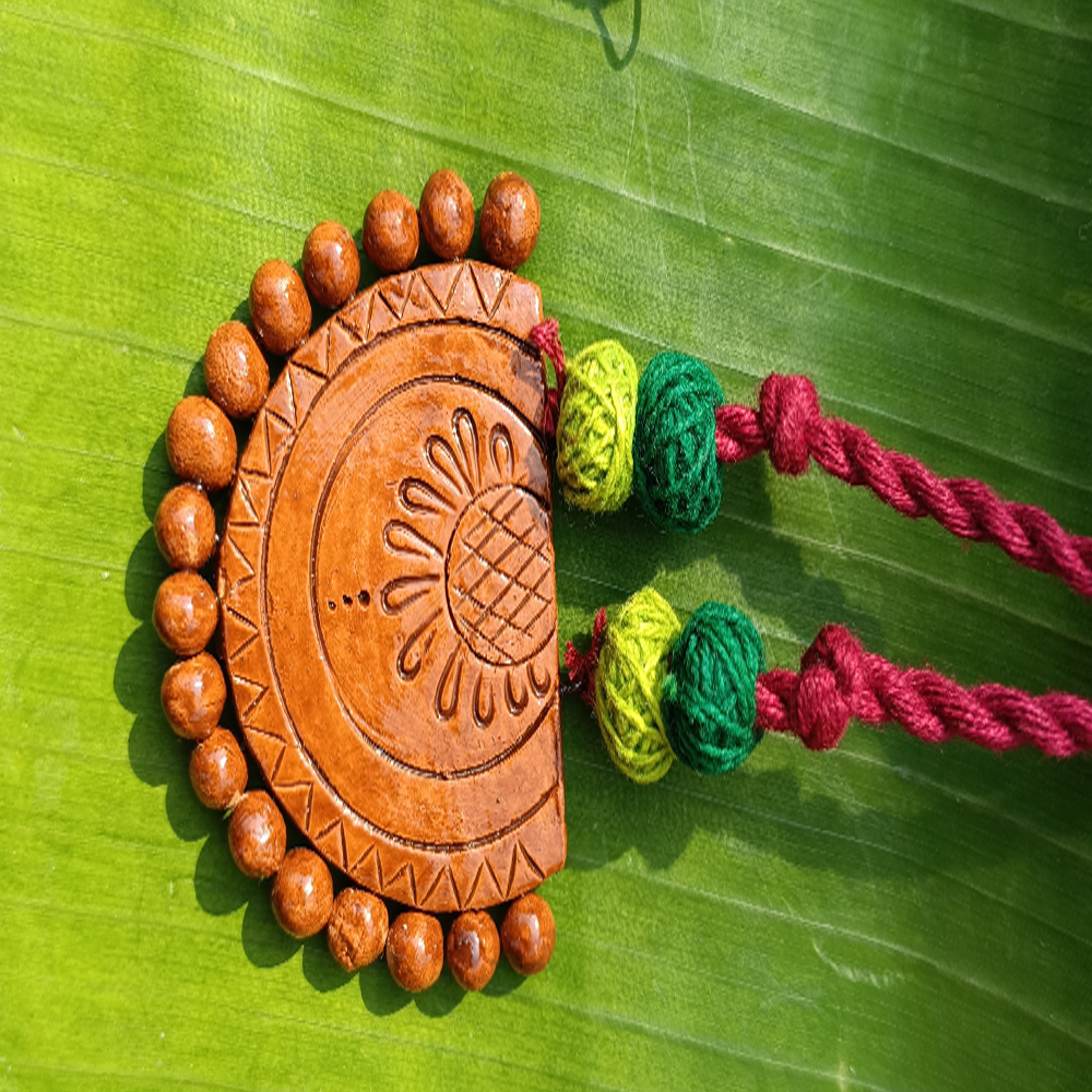 Handcrafted Earthy Terracotta Necklace & Earring Set - View 5