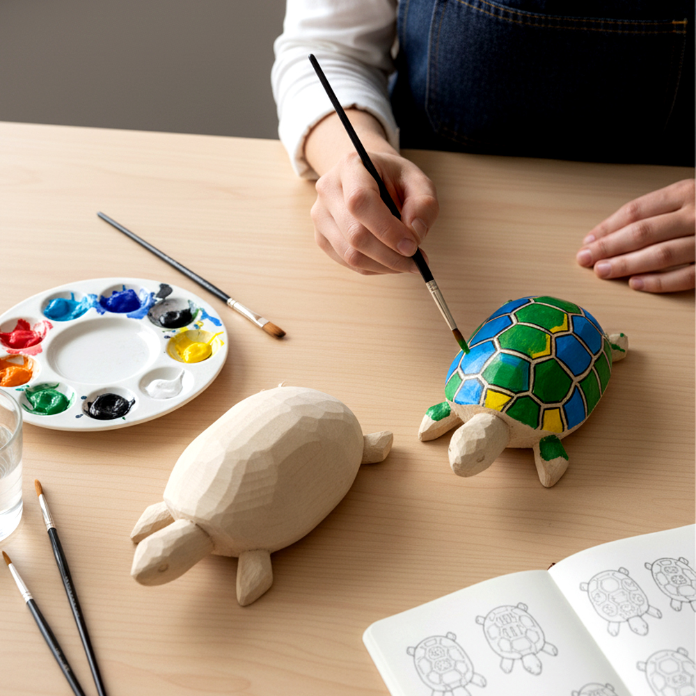 🐢 DIY: Craft Your Own Companion: Unfinished Wooden Tortoise for Painting! Set of 2 | 9 Inch x 3 Inch